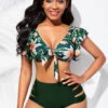 Floral Print Ladder Cutout Flounce High Waisted Bikini Set 2 Floral Print Ladder Cutout Flounce High Waisted Bikini Set -Rosewe Promotion Store 257651 P 16069859546810