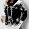 Drawstring Long Sleeve Snowflake Print Sweatshirt -Rosewe Promotion Store 257862 P 1607075753895