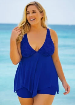 Lace Stitching Plus Size Swimdress And Shorts -Rosewe Promotion Store 258892 P 16182765870692