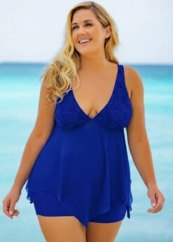 Lace Stitching Plus Size Swimdress And Shorts -Rosewe Promotion Store 258892 P 16182765871853