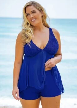 Lace Stitching Plus Size Swimdress And Shorts -Rosewe Promotion Store 258892 P 16182765873914