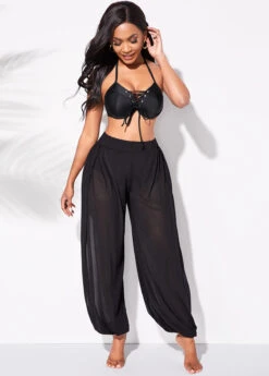 Mesh High Waisted Cutout Leg Beach Pants -Rosewe Promotion Store 258896 P 1638053690621