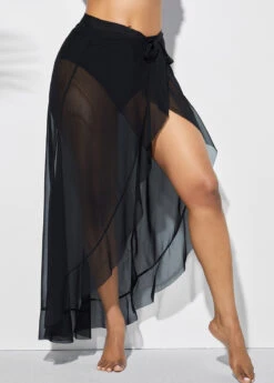 Black Side Slit Asymmetric Hem One Piece Beach Skirt -Rosewe Promotion Store 258897 P 16171678871483