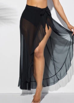 Black Side Slit Asymmetric Hem One Piece Beach Skirt -Rosewe Promotion Store 258897 P 16171678875104
