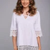 3/4 Sleeve Lace Stitching Cross Strap Blouse -Rosewe Promotion Store 259751 P 16083698768270