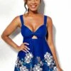 Twist Front Floral Print Swimdress And Shorts -Rosewe Promotion Store 260172 P 1622513175598
