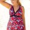 Lace Stitching Floral Print Plus Size Swimdress And Shorts -Rosewe Promotion Store 260183 P 16137280599010