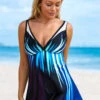 Blue Ombre Mesh Stitching Swimdress And Panty -Rosewe Promotion Store 260194 P 16117988931220
