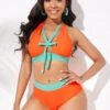 High Waisted Contrast Bowknot Bikini Set -Rosewe Promotion Store 260363 P 16107630695330