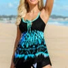 Tie Front Geometric Print Swimdress And Shorts -Rosewe Promotion Store 260982 P 16226899164650