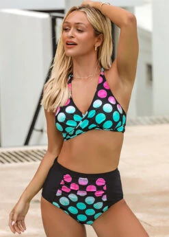 Polka Dot High Waisted Bikini Set -Rosewe Promotion Store 261002 P 16138033213713