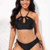 Drawstring Keyhole Neckline Cross Strap Bikini Set -Rosewe Promotion Store 261183 P 16099235507910