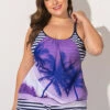 Striped Tropical Print Wide Strap Tankini Set -Rosewe Promotion Store 261503 P 161103936139100