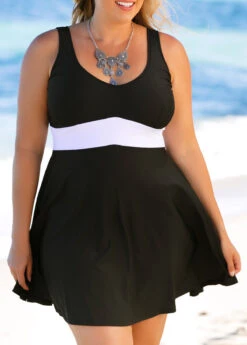 Contrast Plus Size Swimdress And Panty -Rosewe Promotion Store 261960 P 16087772872523