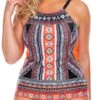 Geometric Print Spaghetti Strap Plus Size Tankini Set -Rosewe Promotion Store 261981 P 16087743708420