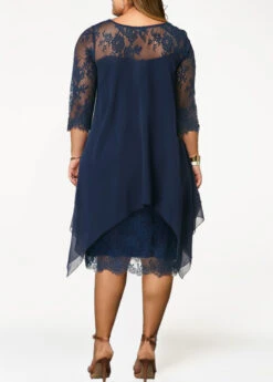 Navy Plus Size Lace H Shape Dress -Rosewe Promotion Store 262067 P 1608550533298