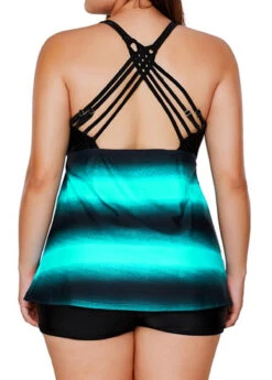 Cyan Ombre Cross Strap Plus Size Tankini Set -Rosewe Promotion Store 262071 P 1608551983777