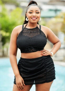 High Waisted Plus Size Lace Stitching Bikini Set -Rosewe Promotion Store 262257 P 16169830407613