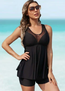 Mesh Stitching Cross Strap Swimdress And Shorts 15 Mesh Stitching Cross Strap Swimdress And Shorts -Rosewe Promotion Store 262464 P 16238248441926