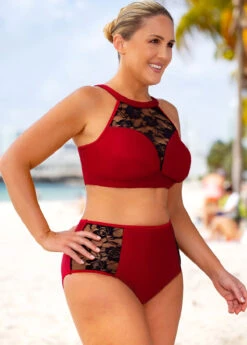 Lace Stitching High Waisted Plus Size Bikini Set -Rosewe Promotion Store 262524 P 16248619672532