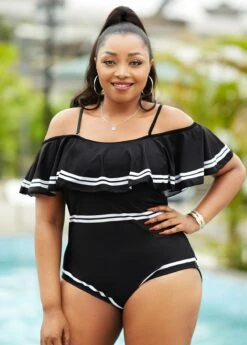 Contrast Stitch Flounce Plus Size One Piece Swimwear 9 Contrast Stitch Flounce Plus Size One Piece Swimwear -Rosewe Promotion Store 262536 P 16168112212113