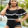 Contrast Stitch Flounce Plus Size One Piece Swimwear -Rosewe Promotion Store 262536 P 16168112219720