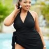 Solid Plus Size Halter One Piece Swimwear -Rosewe Promotion Store 262539 P 16168112017420