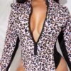 Zip Front Leopard One Piece Swimwear -Rosewe Promotion Store 262660 P 16107003949150