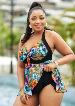 Plus Size Asymmetric Hem Swimdress And Panty 8 Plus Size Asymmetric Hem Swimdress And Panty -Rosewe Promotion Store 262677 P 16168333683432