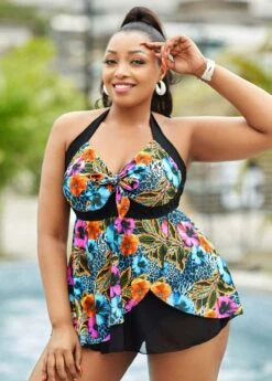 Plus Size Asymmetric Hem Swimdress And Panty 9 Plus Size Asymmetric Hem Swimdress And Panty -Rosewe Promotion Store 262677 P 16168333689623