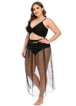 Plus Size Mesh Beaded Twist Front Bikini Set -Rosewe Promotion Store 262740 P 1609322170895