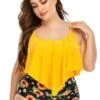 Sunflower Print Asymmetric Hem Plus Size Bikini Set -Rosewe Promotion Store 262743 P 1609322209049