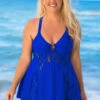 Cross Strap Plus Size Lace Stitching Swimdress And Shorts -Rosewe Promotion Store 262932 P 16206104184000