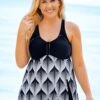 Printed Plus Size Wide Strap Swimdress And Shorts -Rosewe Promotion Store 262940 P 16182775485394