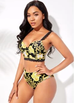 Baroque Print Lace Trim Bikini Set 8 Baroque Print Lace Trim Bikini Set -Rosewe Promotion Store 263117 P 16106871734792