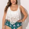 Lace Stitching Floral Print Plus Size Bikini Set 2 Lace Stitching Floral Print Plus Size Bikini Set -Rosewe Promotion Store 263213 P 1610693998962