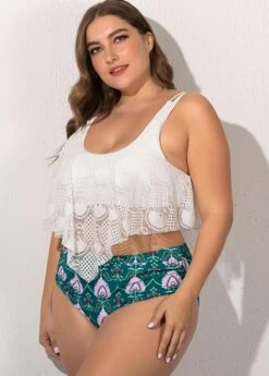 Lace Stitching Floral Print Plus Size Bikini Set -Rosewe Promotion Store 263213 P 1610693999899