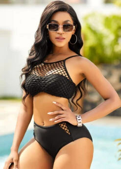 Mid Waist Pierced Tie Back Bikini Set -Rosewe Promotion Store 264212 P 16183939075802