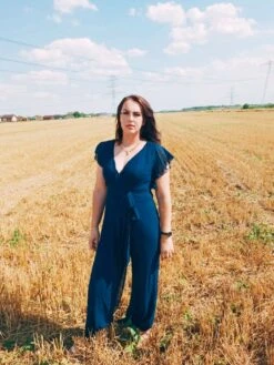 Overlay V Neck Ruffle Sleeve Chiffon Jumpsuit -Rosewe Promotion Store 264361 P 1659522575120