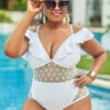 Ruffle Plus Size Lace Stitching One Piece Swimwear -Rosewe Promotion Store 264440 P 16202630655470