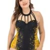 Printed Halter Plus Size One Piece Swimwear -Rosewe Promotion Store 264474 P 1611040872591