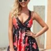 Butterfly Print Tie Back Halter Swimdress And Shorts -Rosewe Promotion Store 264628 P 16243557058830
