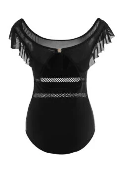 Solid Ruffle Trim One Piece Swimwear -Rosewe Promotion Store 265609 P 16970146612645