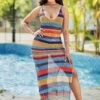 Rainbow Stripe Side Slit Cover Up -Rosewe Promotion Store 265612 P 16143331275592