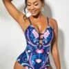 Cutout Tribal Print Spaghetti Strap One Piece Swimwear -Rosewe Promotion Store 265788 P 16215638342140