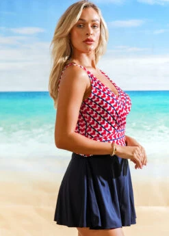 Heart Print Tie Side Swimdress And Shorts -Rosewe Promotion Store 265994 P 16173405056723