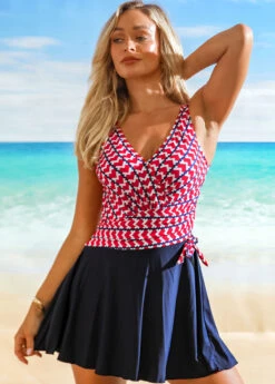 Heart Print Tie Side Swimdress And Shorts -Rosewe Promotion Store 265994 P 16173405059064