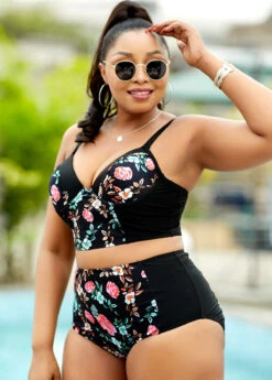 High Waisted Plus Size Floral Print Bikini Set -Rosewe Promotion Store 266095 P 16171738463062