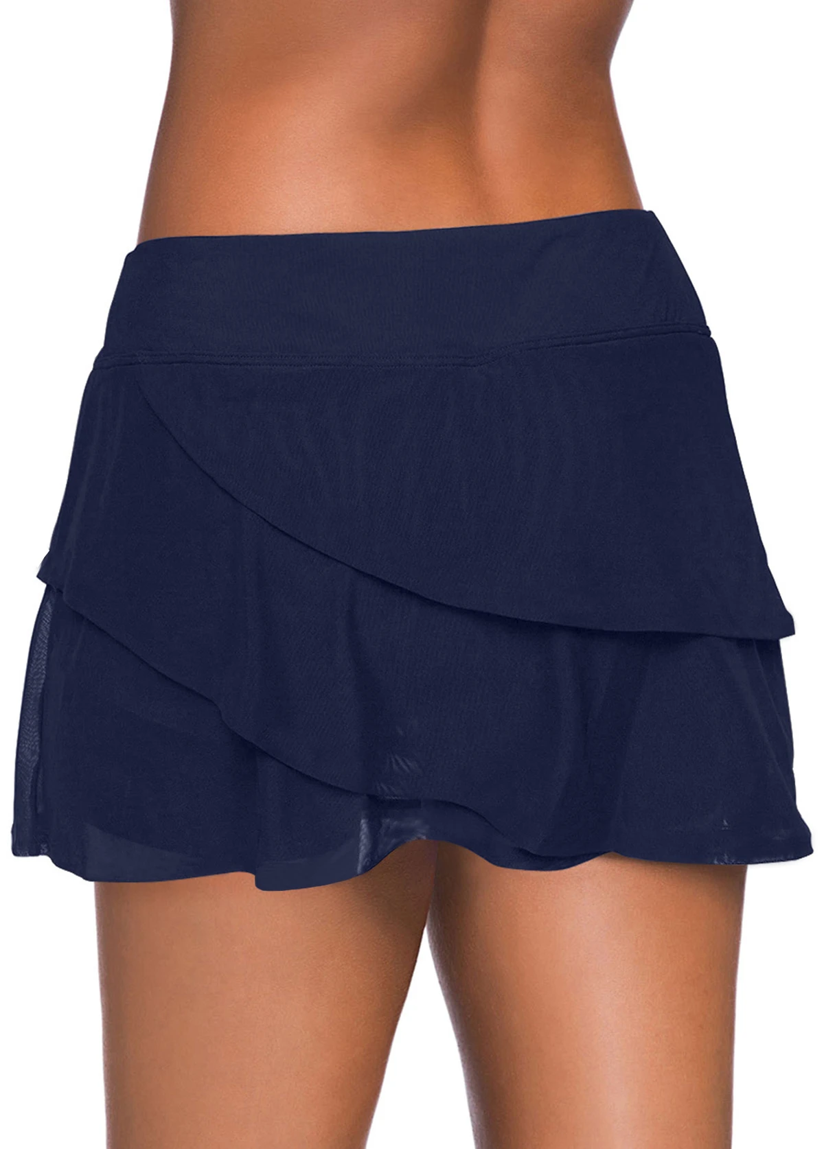 Navy Plus Size Mid Waisted Swim Skirt 4 Navy Plus Size Mid Waisted Swim Skirt - Image 2
