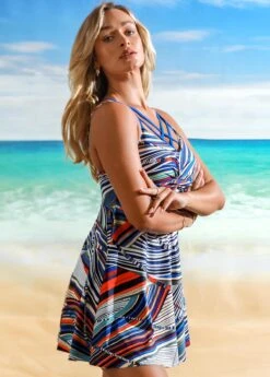 Printed Cross Strap Twist Front Swimdress And Shorts 12 Printed Cross Strap Twist Front Swimdress And Shorts -Rosewe Promotion Store 266488 P 16213243214384
